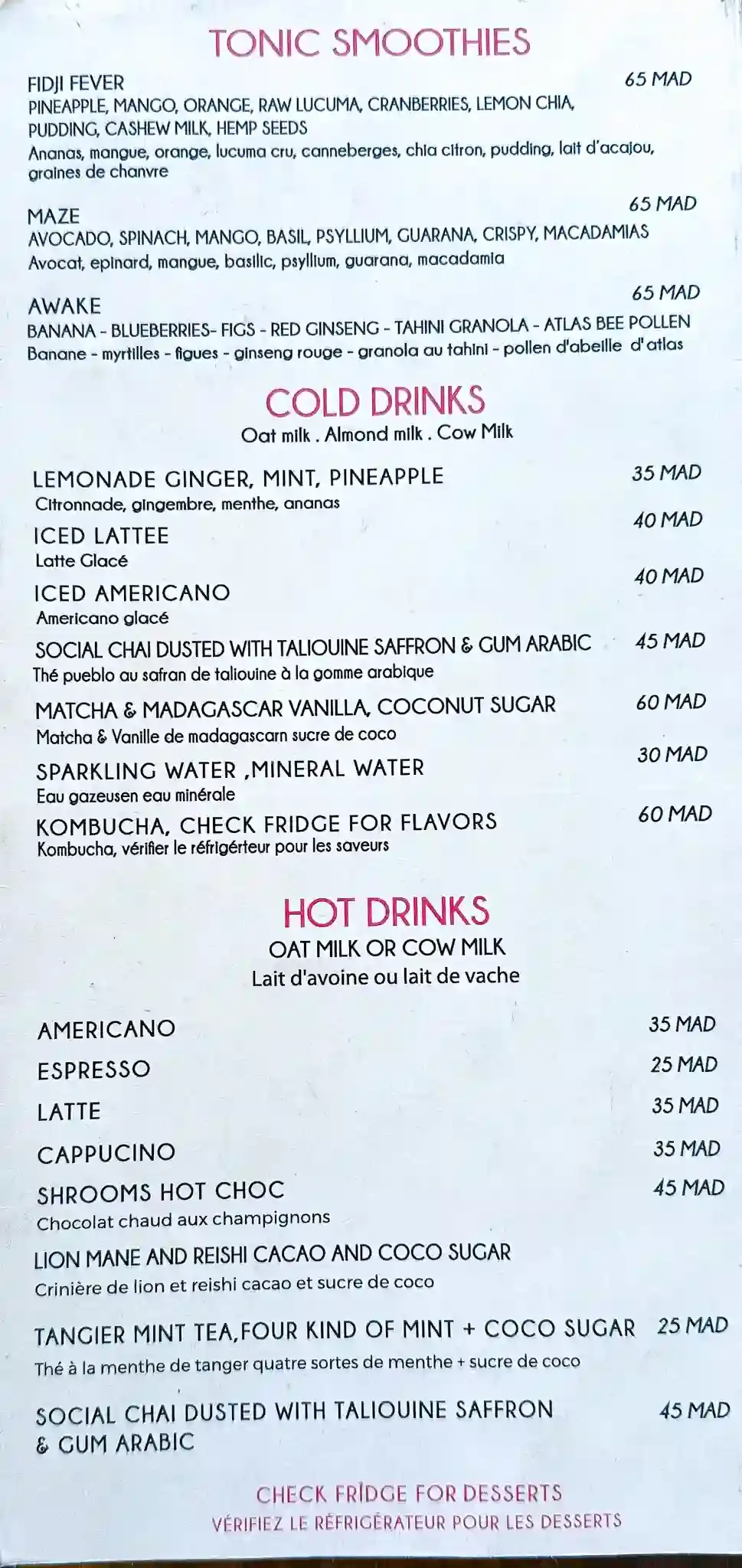 Menu page 1