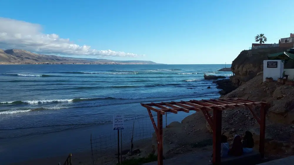 Lines of waves entering Imsouane Bay, Morocco
