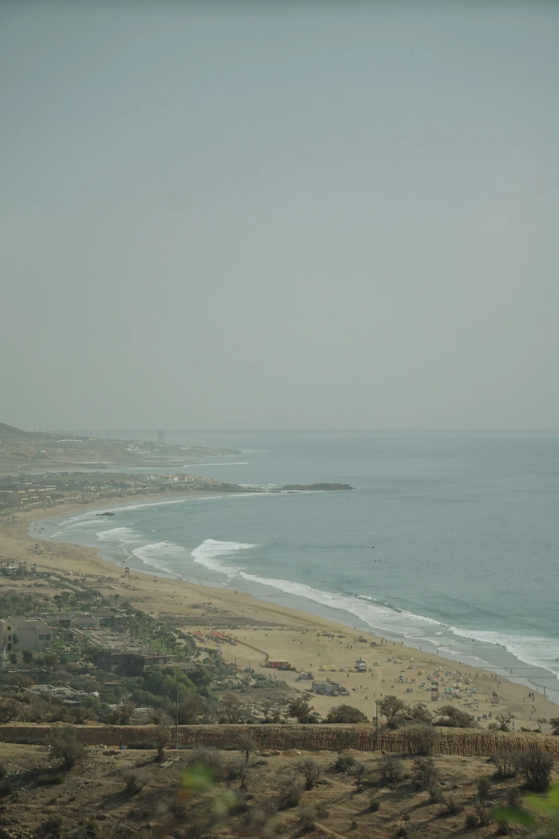 View from the hills over the beaches between Tamraght and Agadir